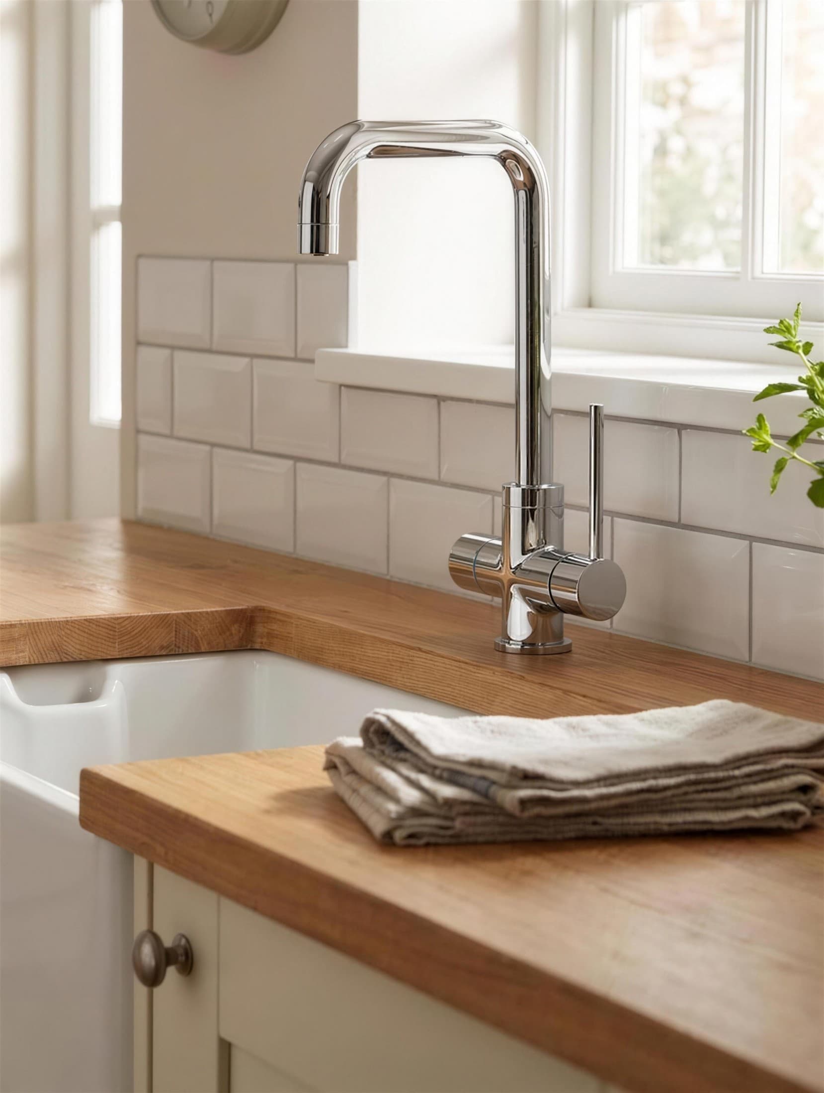 RoyalFlow S2 mixer tap in bright chrome at a kitchen sink